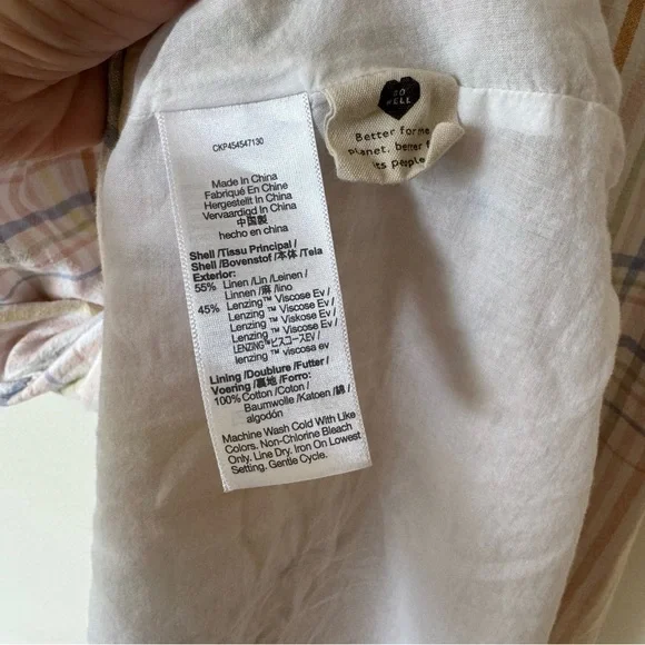 Madewell Linen Blend Clara Pastel Plaid Midi Dress M - Picture 10 of 10